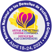 Round button in Spanish to promote the 2021 National Crime Victims' Rights Week