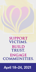 Vertical banner in English to promote the 2021 National Crime Victims' Rights Week