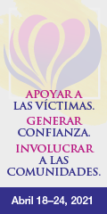 Vertical banner in Spanish to promote the 2021 National Crime Victims' Rights Week
