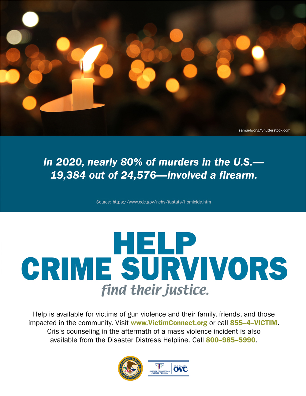 2022 National Crime Victims' Rights Week Awareness Poster - Responding to Victims of Gun Violence