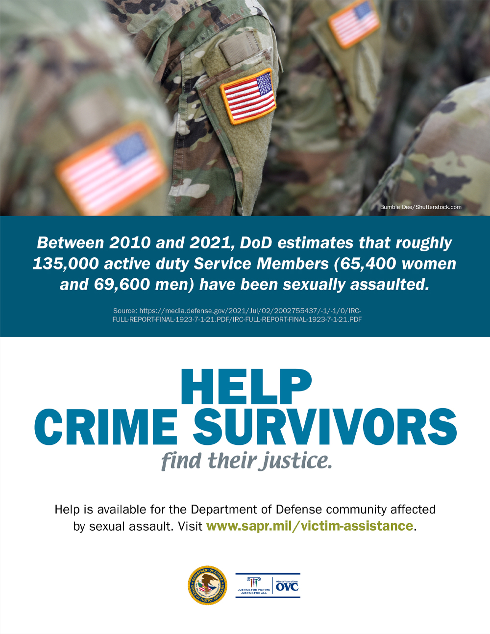 2022 National Crime Victims' Rights Week Awareness Poster - Responding to Sexual Assault in the Military