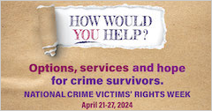 How would you help? Options, services, and hope for crime survivors. National Crime Victims’ Rights Week. April 21-27, 2024.