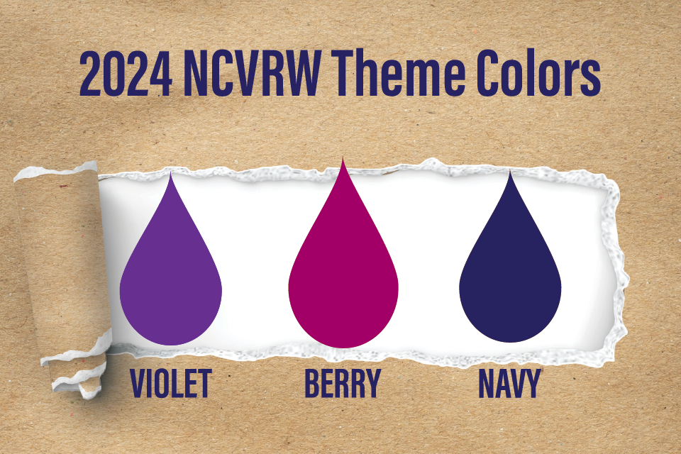 2024 National Crime Victims’ Rights Week theme colors: violent, berry, and navy