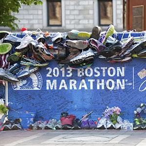memorial to the Boston Marathon bombing victims