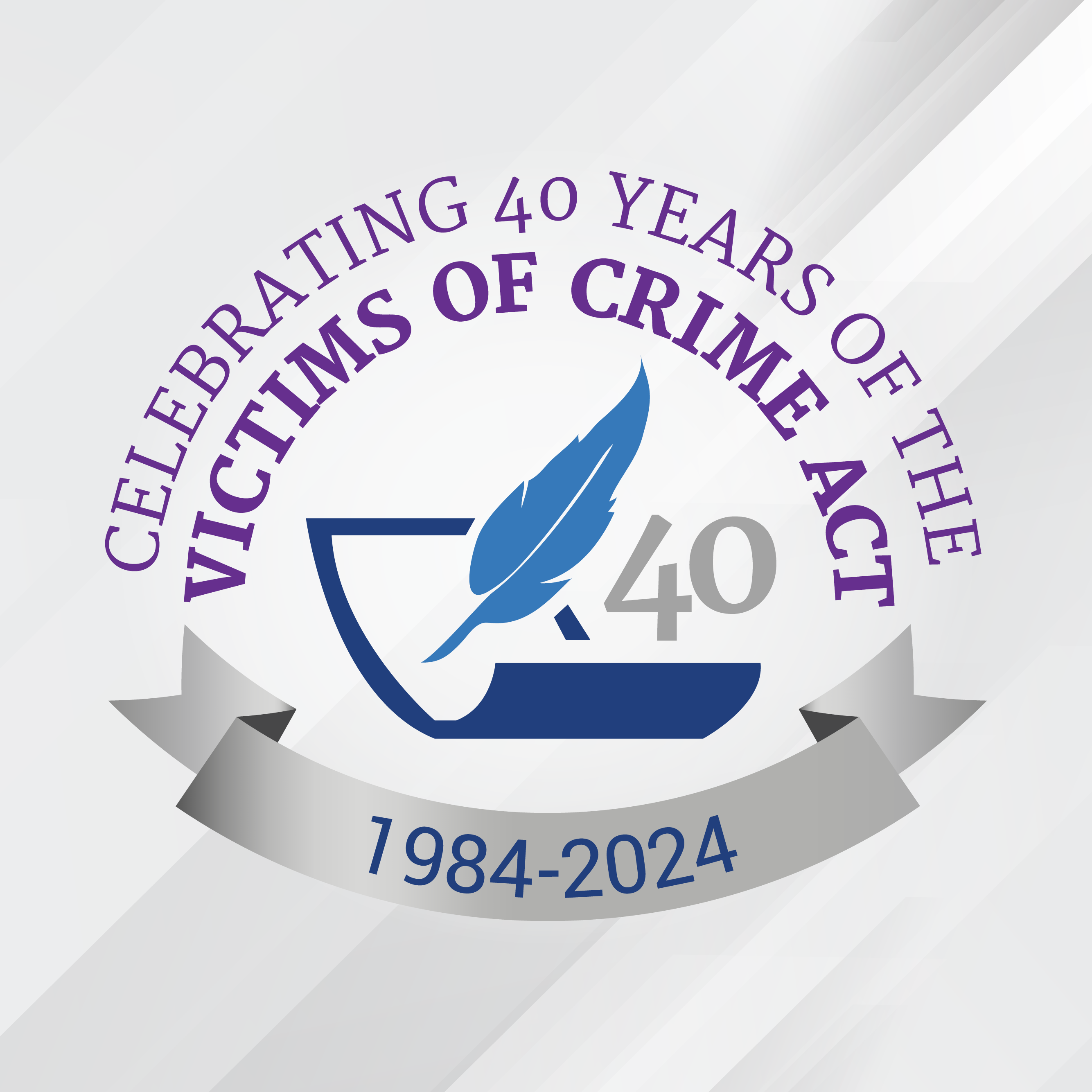 VOCA 40th Anniversary Logo featuring a quill next to the number 40, both above a piece of paper.