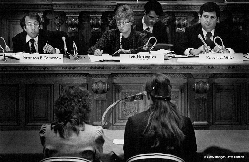 Members of the President's Task Force on Victims of Crime hearing testimony