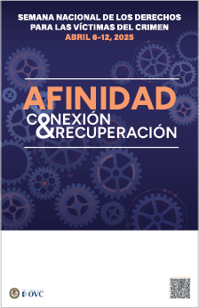 2025 Semana Nacional de los Derechos de las Víctimas del Crimen Cartele Temático 11" x 17" (Personalizable). Fondo con engranajes de varios tamaños dispersos al azar.