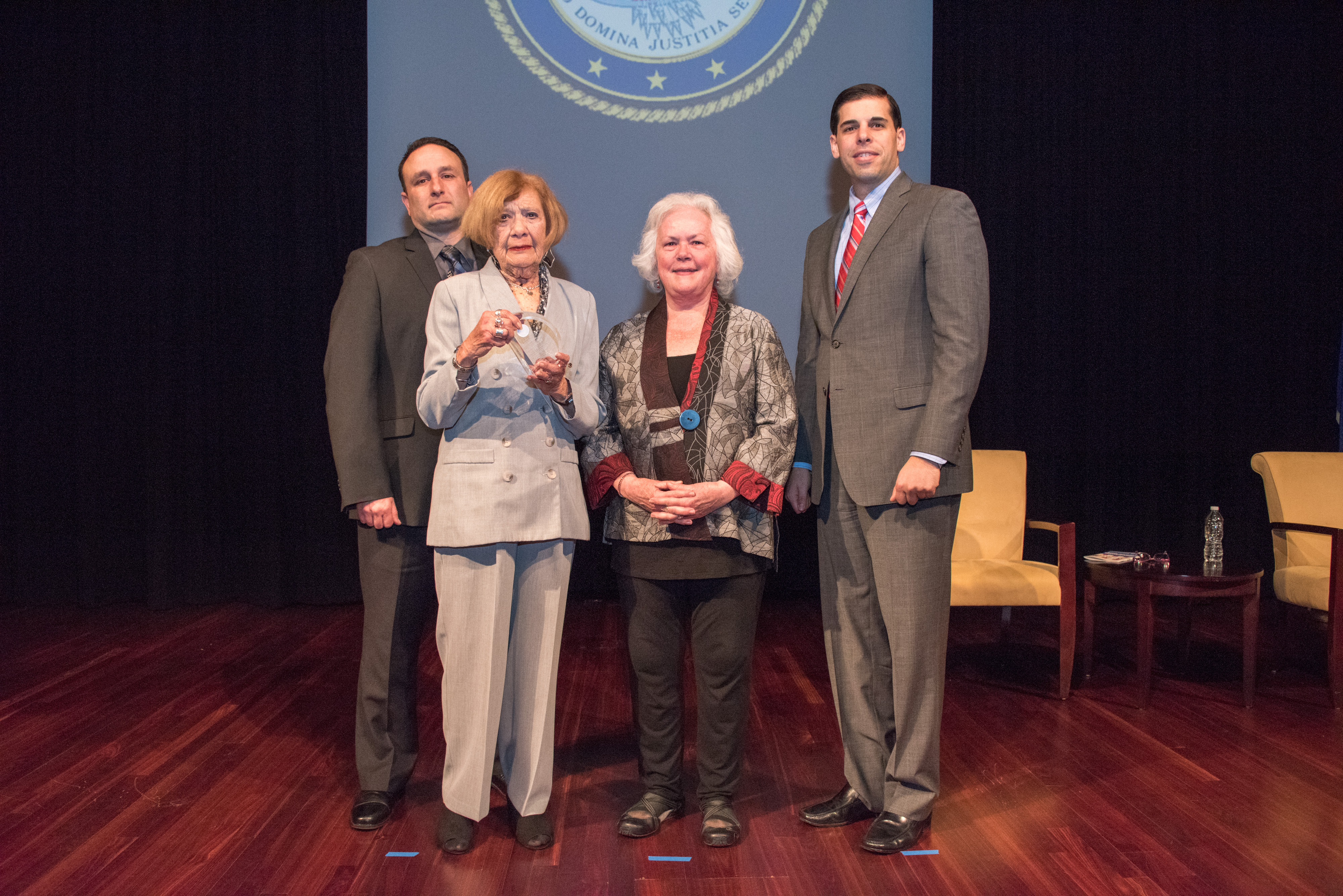 The family of the late Teresa P. Scalzo accept the 2017 Ronald Wilson Reagan Public Policy Award at the National Crime Victims’ Service Awards Ceremony. 