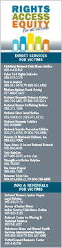 2022 National Crime Victims' Rights Week Bookmark featuring referrals to victim assistance organizations