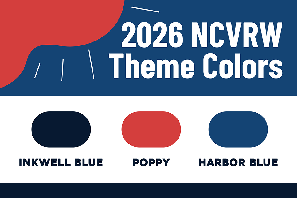 2026 National Crime Victims’ Rights Week Theme Colors: inkwell blue, poppy, and harbor blue