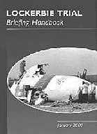 Cover of the Lockerbie Trial Briefing Handbook, printed, in part, with funding from OVC.