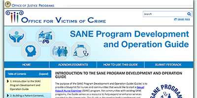 screenshot of SANE Program website