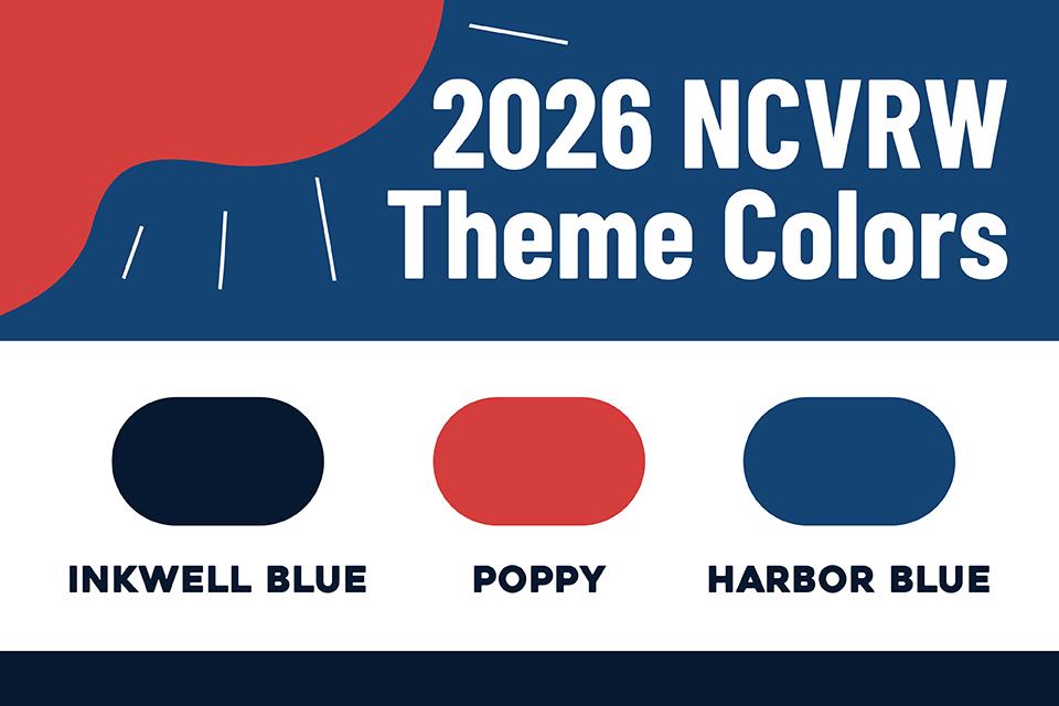 2026 National Crime Victims’ Rights Week Theme Colors: inkwell blue, poppy, and harbor blue