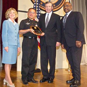 Jose L. Villegas, Sr. with Deborah Daniels, John Ashcroft, and John Gillis