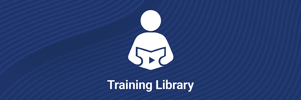 Icon of a person reading. Text on image reads "Training Library".