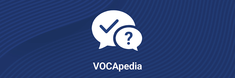 Icon of two thought bubbles. Text on image reads "VOCApedia".