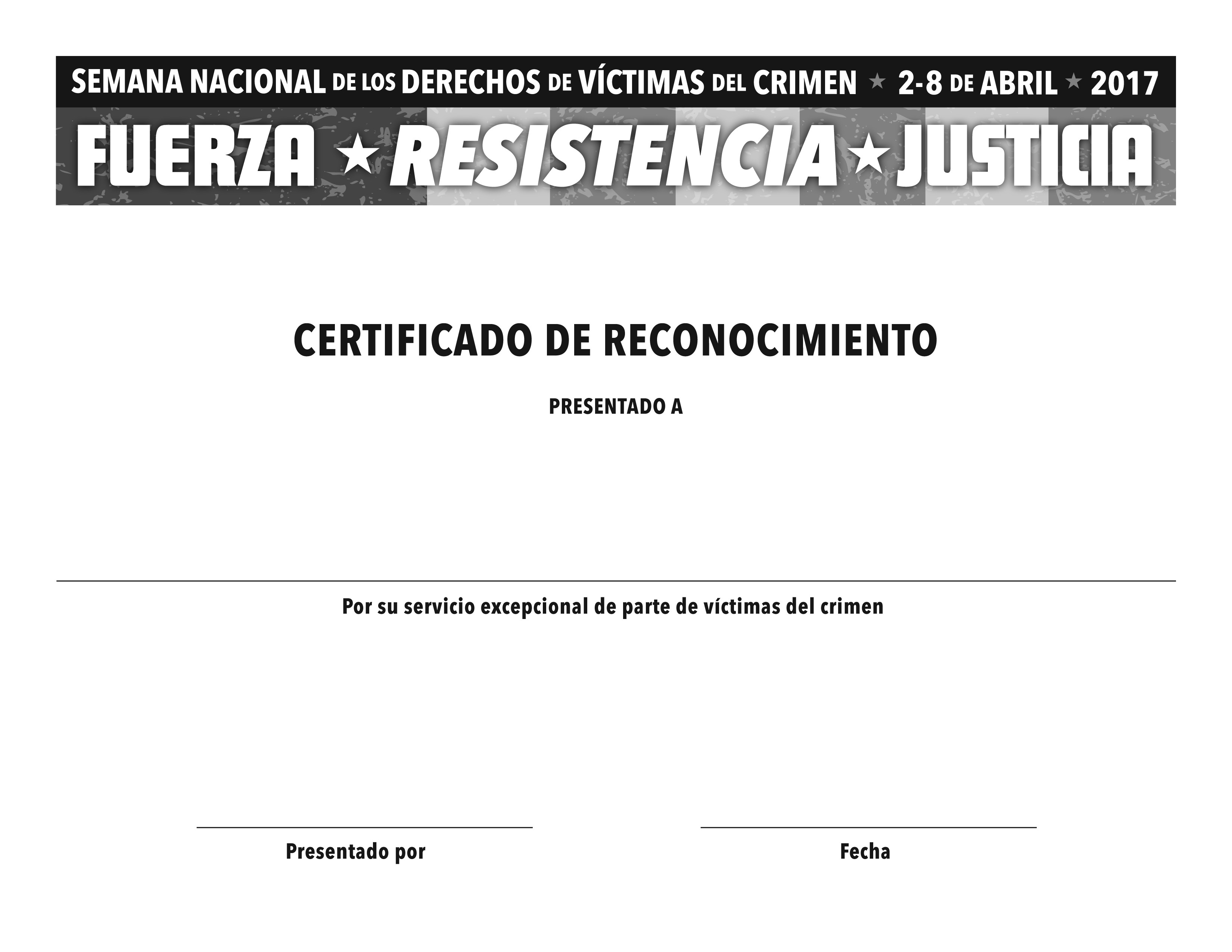 Certificado en Blanco y Negro
