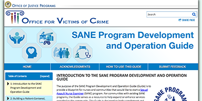 screenshot of SANE Program website screenshot of SANE Program website