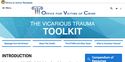 screenshot of Vicarious Trauma Toolkit website homepage screenshot of Vicarious Trauma Toolkit website homepage